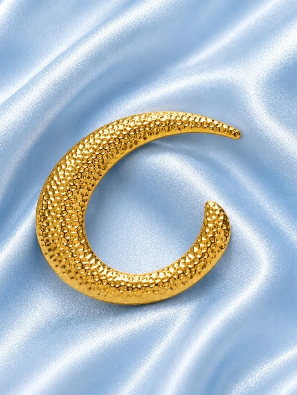 Hammered Gold Crescent Brooch